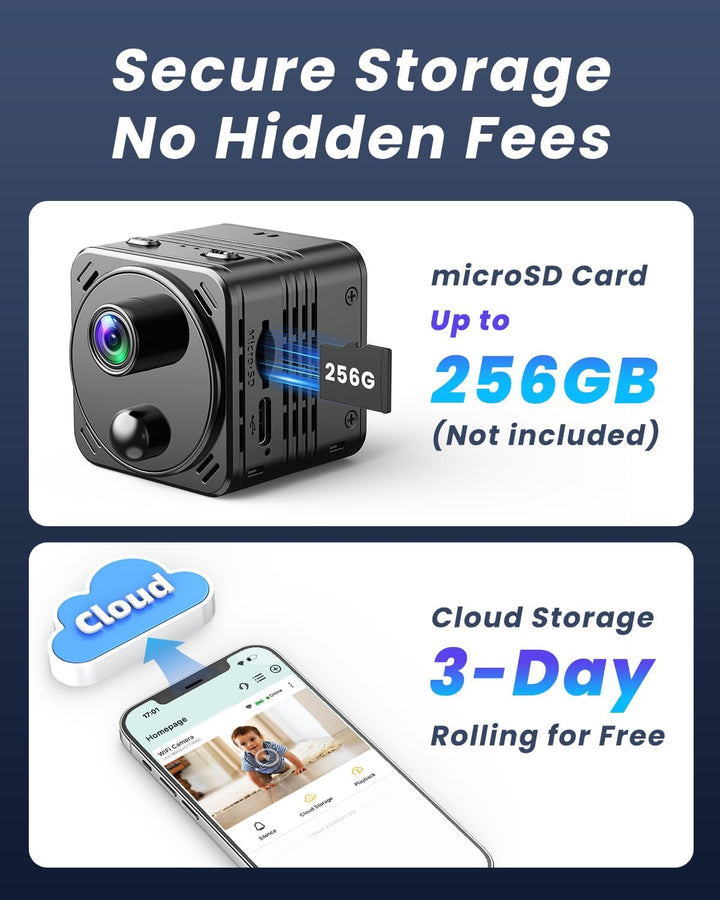 VIDCASTIVE Mini cámara oculta 4K de doble banda 24/5GHz