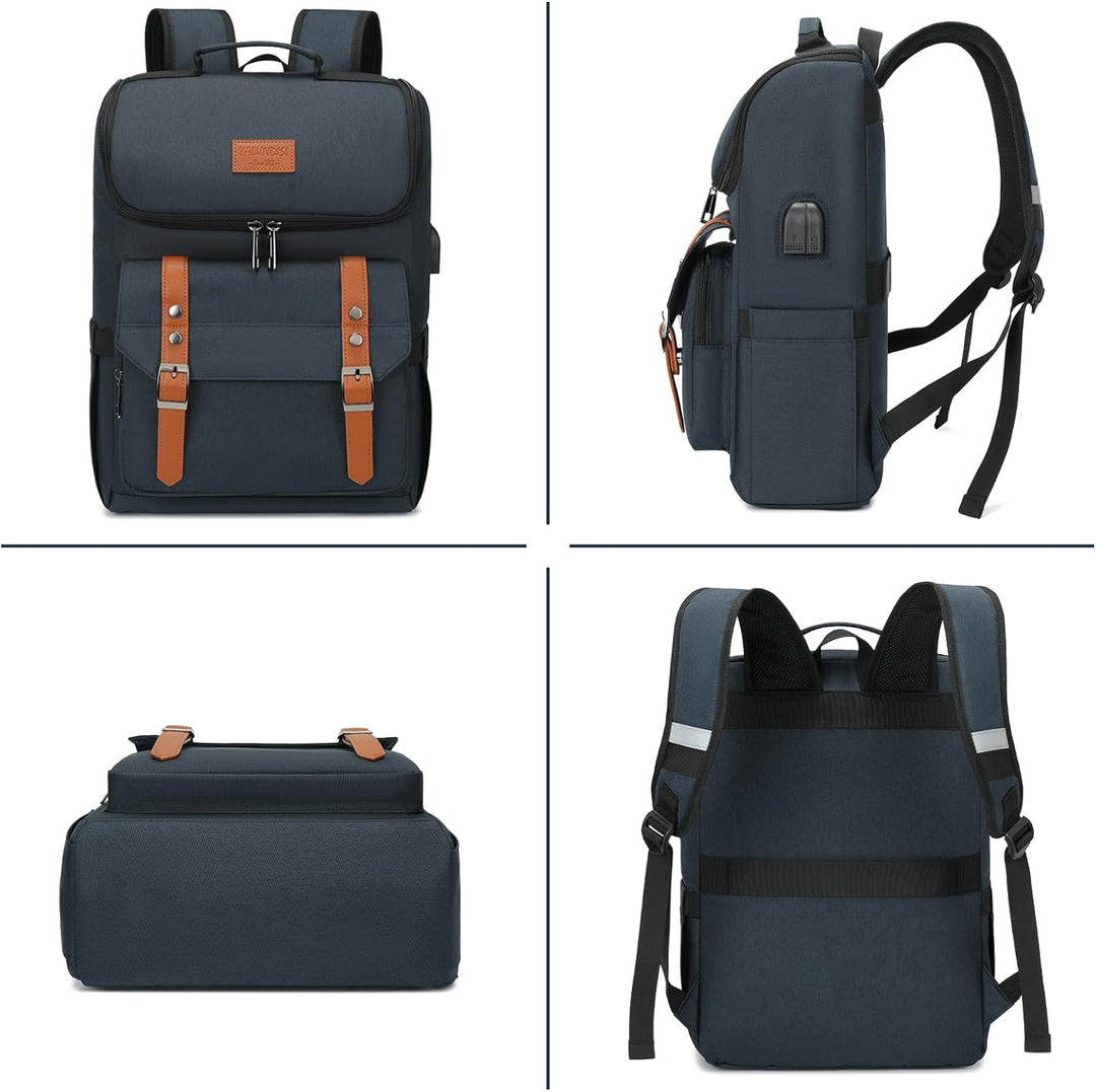 YALUNDISI Mochila vintage de viaje para laptop con puerto de carga...