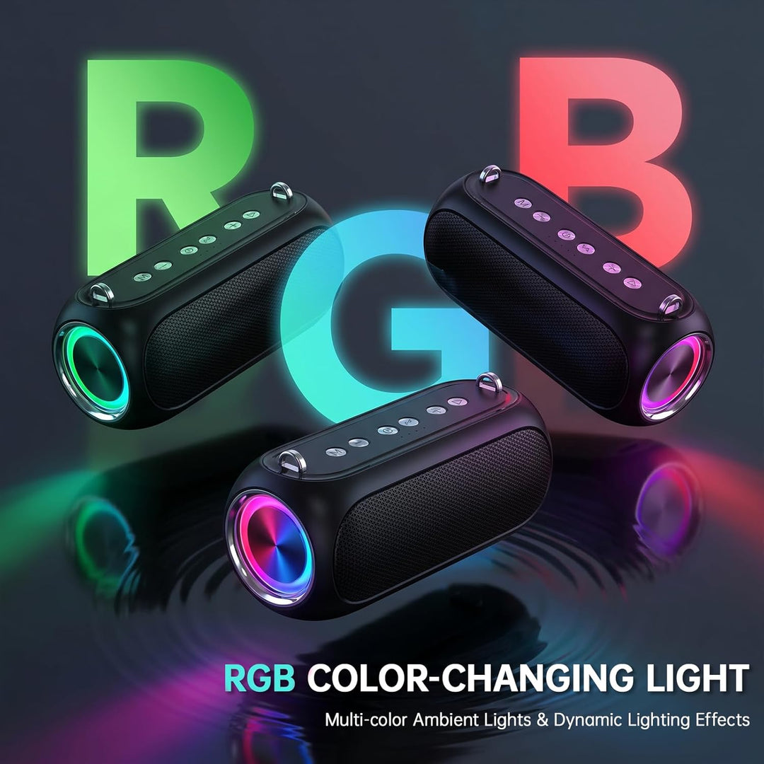 Halokin Altavoz Bluetooth portátil con luz TWS y RGB, reproducción...