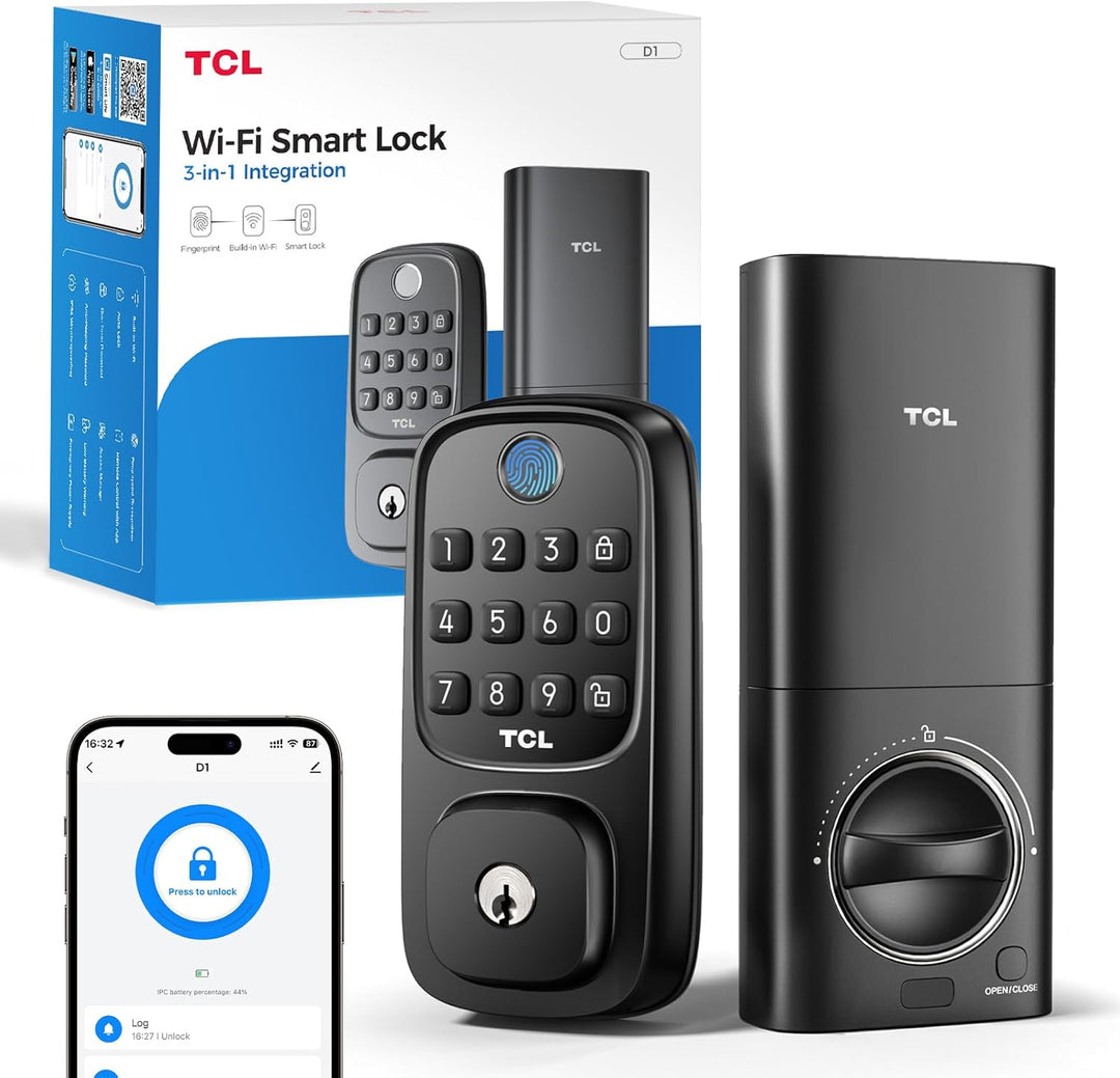 TCL Cerradura inteligente Wi-Fi D1, cerradura de puerta de huellas...