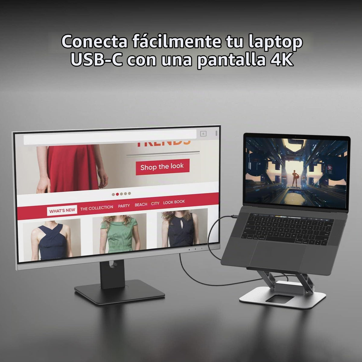 j5create Soporte para laptop con concentrador de pantalla HDMI USB C 4K - 2
