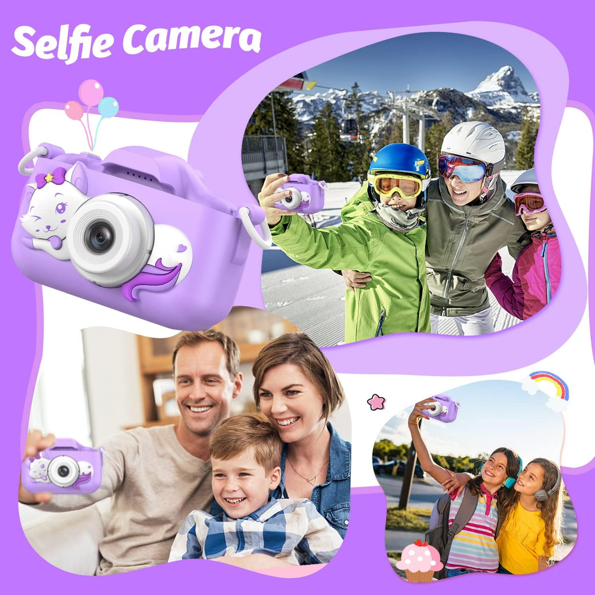 Goopow - Cámara selfie digital para niñas de 3 a 9 años, juguete de...
