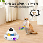 MOHAYA Juguetes para gatos, juguete interactivo 4 en 1 para gatos de interior con láser, mariposa aleteante, plumas en movimiento y bolas de pista, juguete para gatitos recargable por USB (blanco)