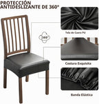 Fundas impermeables para sillas de comedor, juego de 4, fundas de 21 pulgadas de cuero sintético para sillas de comedor, extraíbles y lavables, fundas protectoras para la parte trasera