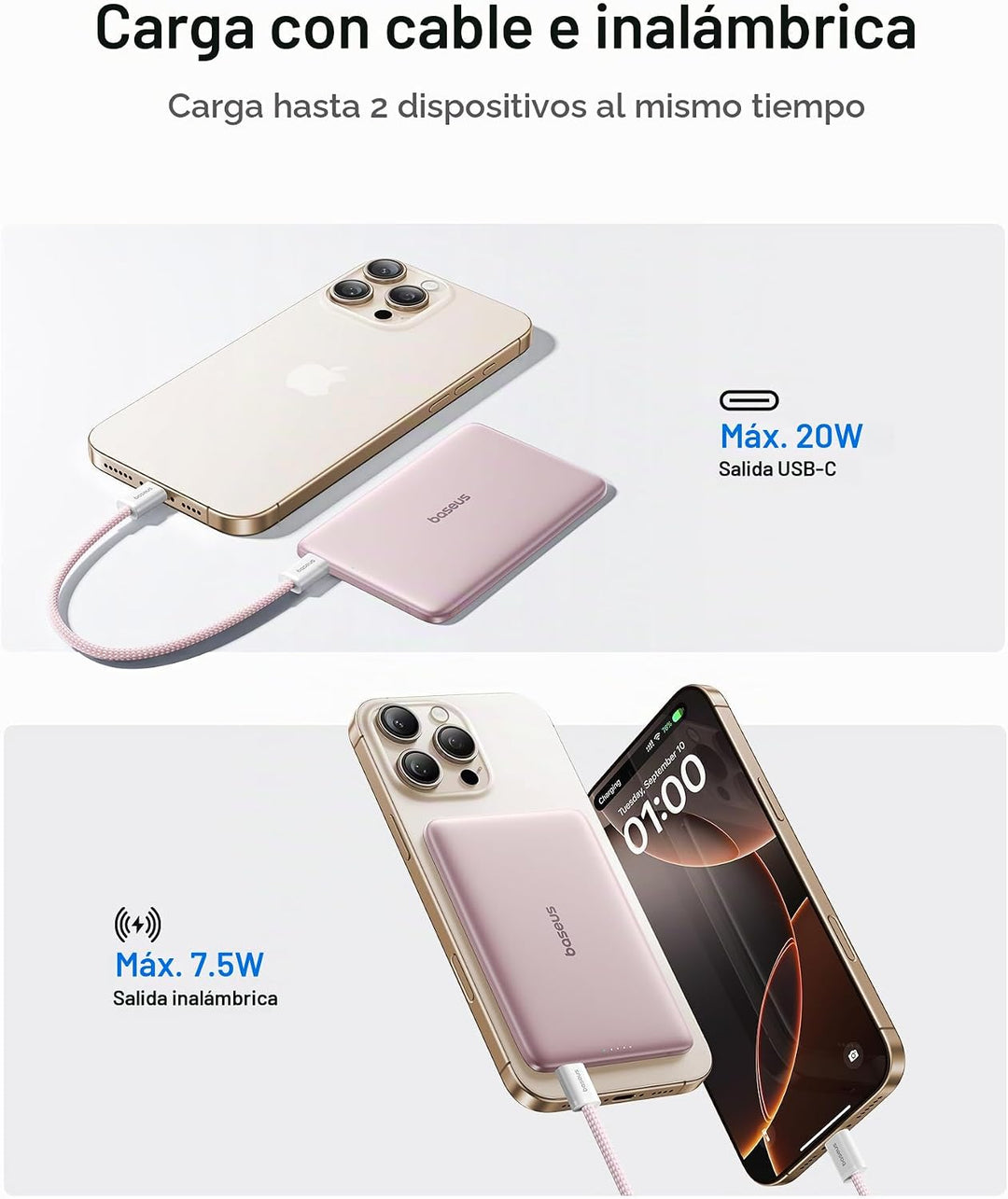 Baseus Picogo Power Bank - Cargador portátil MagSafe ultra delgado...
