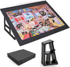 WELGEE 1000 piezas de rompecabezas inclinable con soporte, 31 x 24 pulgadas, mesa de rompecabezas portátil ligera para adultos y personas mayores, accesorio de rompecabezas personalizable de solo 3.5