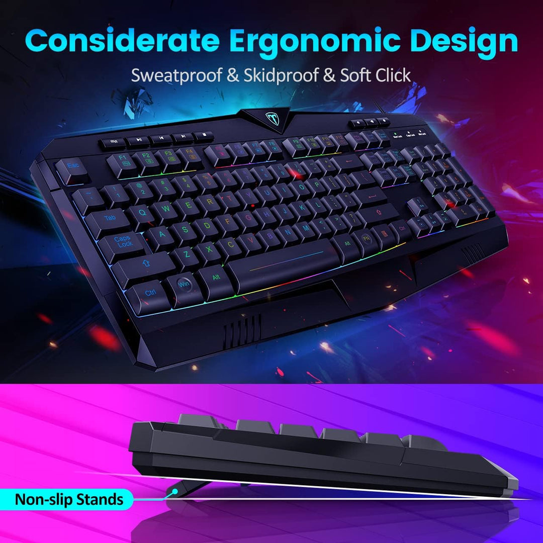 Dacoity Teclado para videojuegos, teclado silencioso con retroilumi...