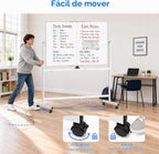 maxtek Pizarra blanca con ruedas, pizarra blanca magnética grande de 48 x 36 pulgadas con soportes, pizarra blanca grande de doble cara de borrado en seco sobre ruedas para escuela en casa, oficina en