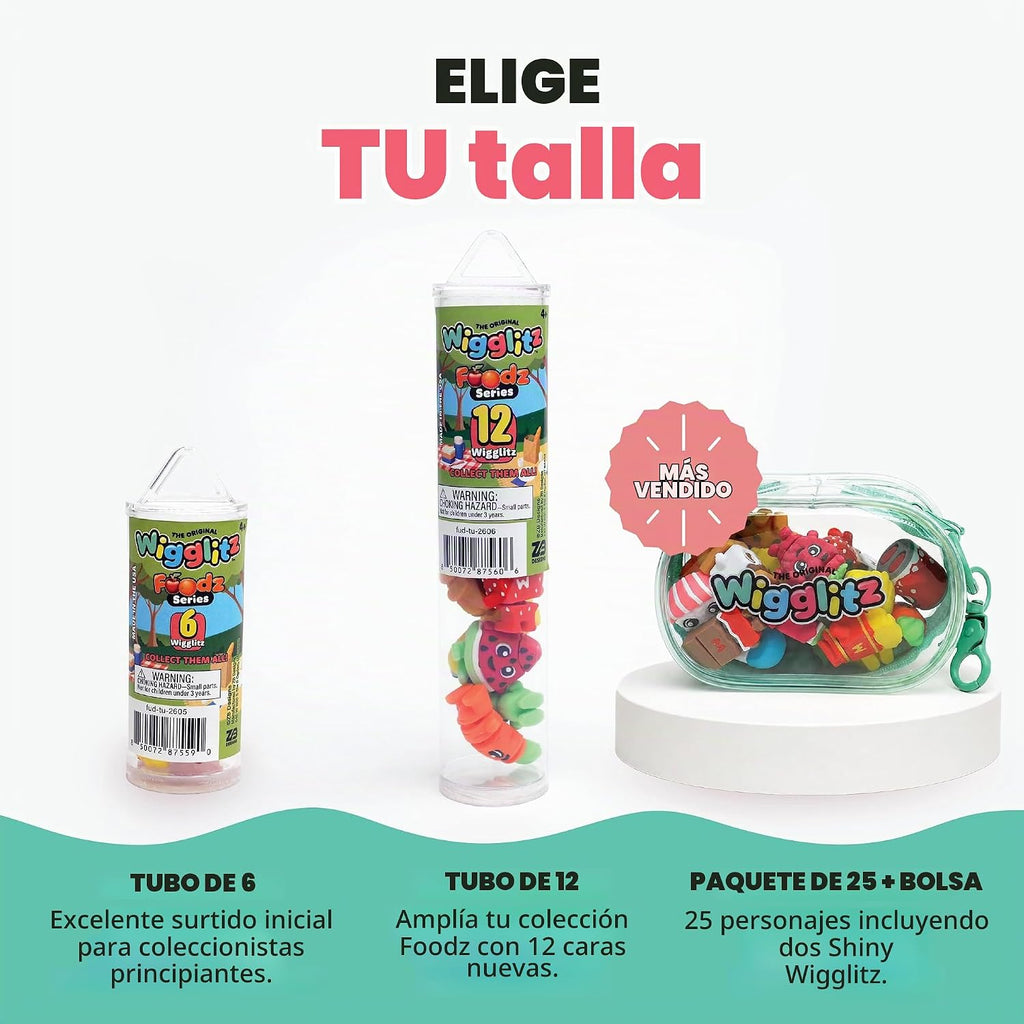 Foodz - Paquete de 12 juguetes coleccionables para ansiedad Wiggly