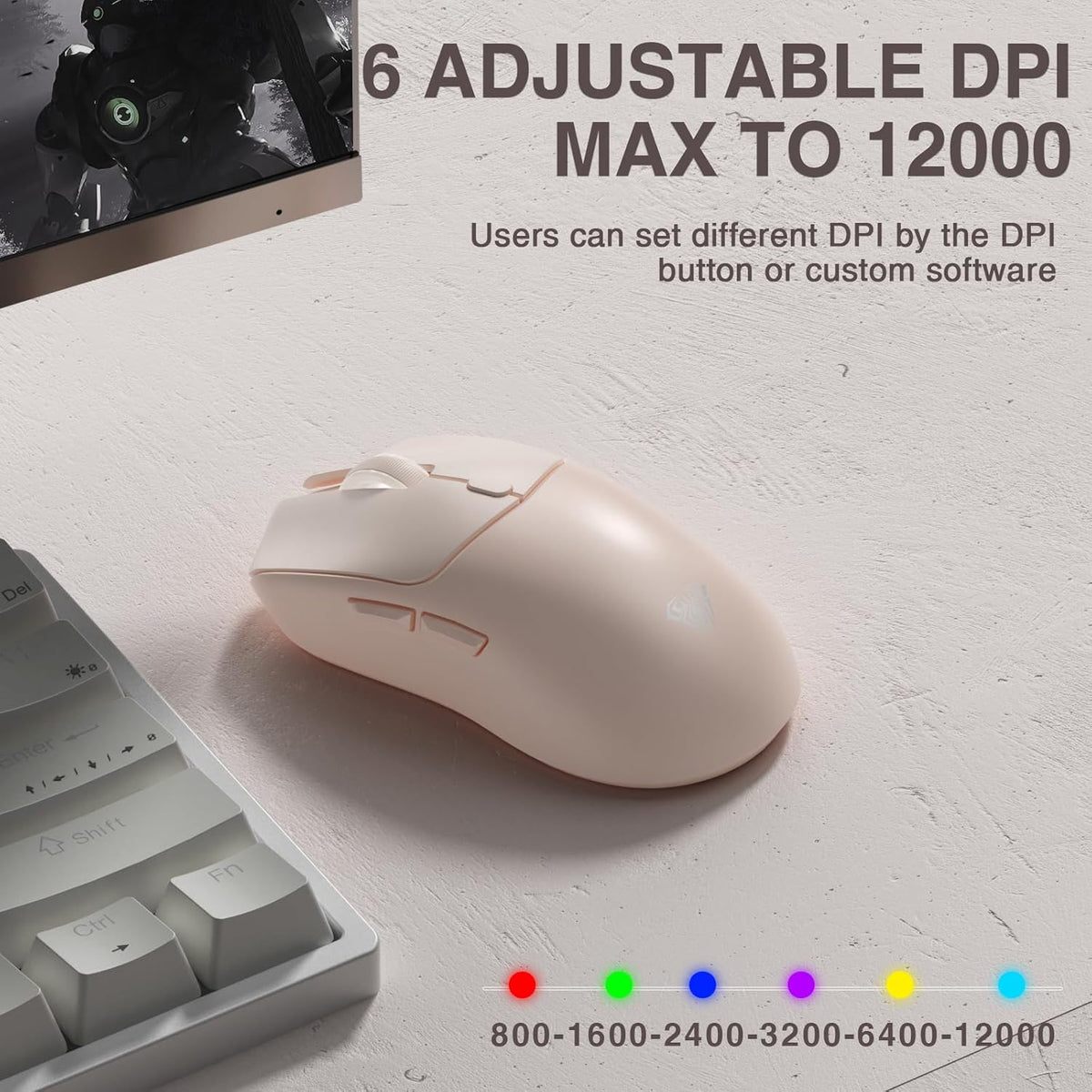 AULA SC580X - Ratón inalámbrico para juegos, triple modo 2.4G\/BT5....