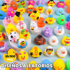 100 patos de goma a granel para Jeeps, juguetes de baño, recuerdos de fiesta, lindos mini patos con más de 30 diseños únicos, juguetes de piscina para niños, piscina, decoración de automóvil
