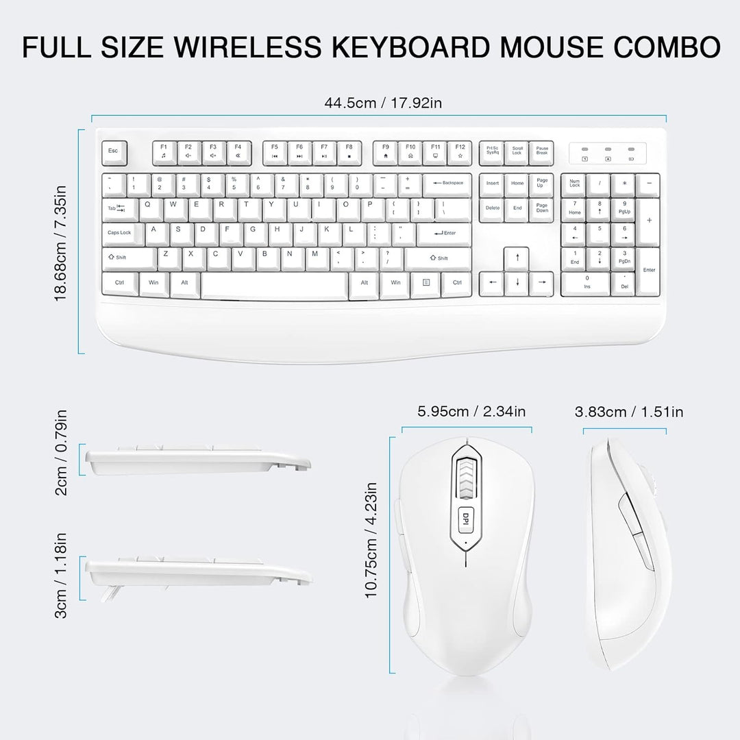 Combo de teclado y mouse inalámbricos, teclado inalámbrico de tamañ...