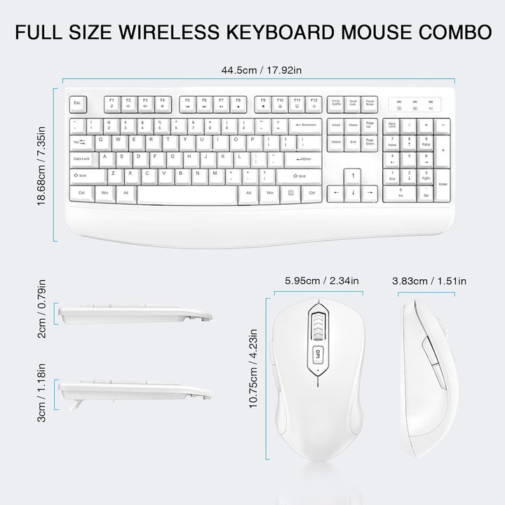 Combo de teclado y mouse inalámbricos, teclado inalámbrico de tamañ...