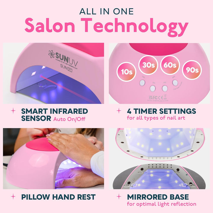 SUNUV Lámpara de uñas LED UV con 4 ajustes de temporizador, 33 luce...