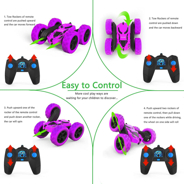 Hamdol Auto de control remoto para niños, auto de acrobacias RC gir...