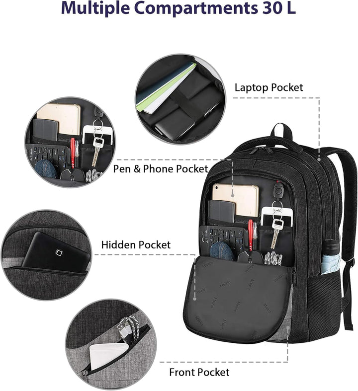 MATEIN - Mochila de 17 pulgadas para hombres, mochila profesional p...