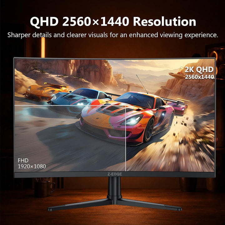Z-Edge 27 pulgadas 2K monitor curvo de juego, monitor curvo 240Hz U...