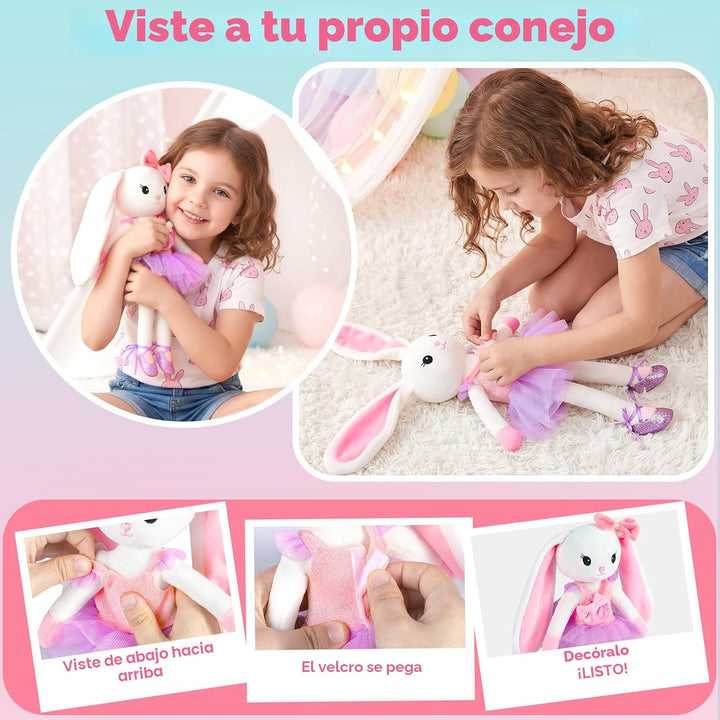 Muñeca bailarina de peluche para niñas de 3 a 8 años, conejito de p...