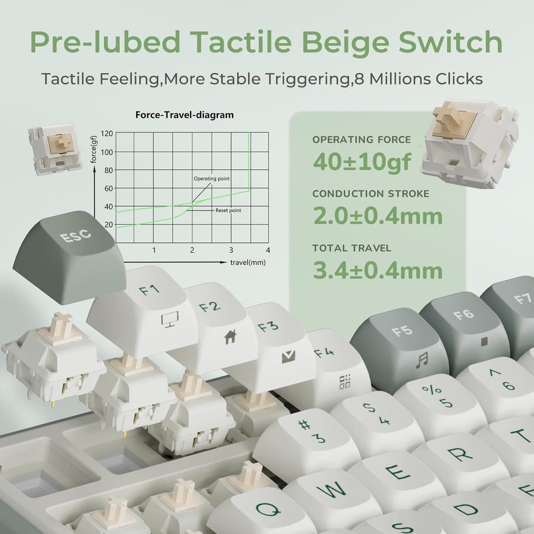 RK ROYAL KLUDGE R98 Pro Teclado mecánico cremoso, teclado para jueg...