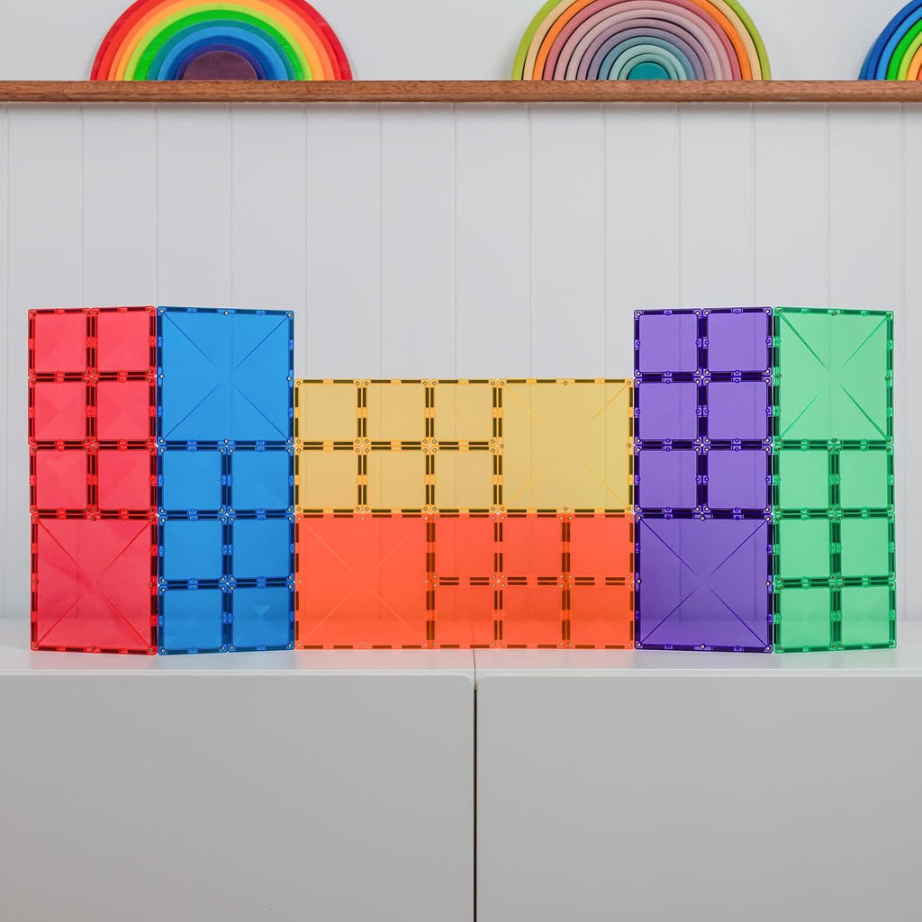 CONNETIX Paquete cuadrado de azulejos magnéticos arcoíris, 42 piezas