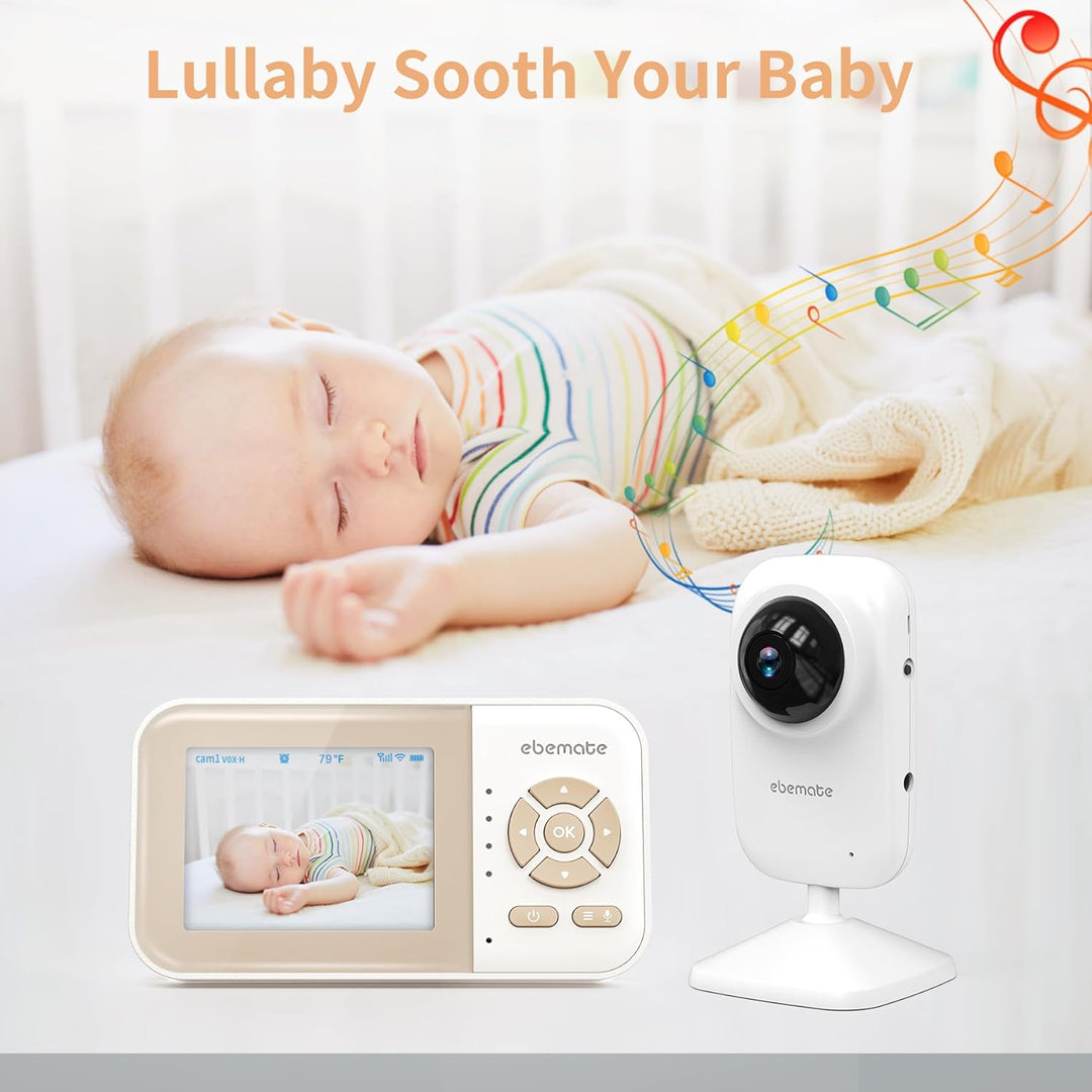 ebemate Cámara de monitor de bebé con 2 cámaras pantalla