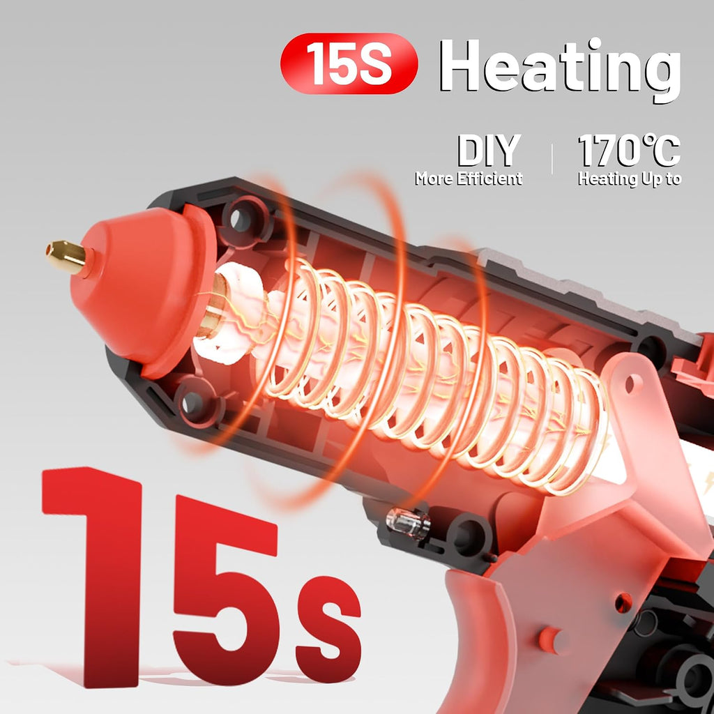 EZARC Pistola de pegamento caliente inalámbrica de 12 V, calentamiento