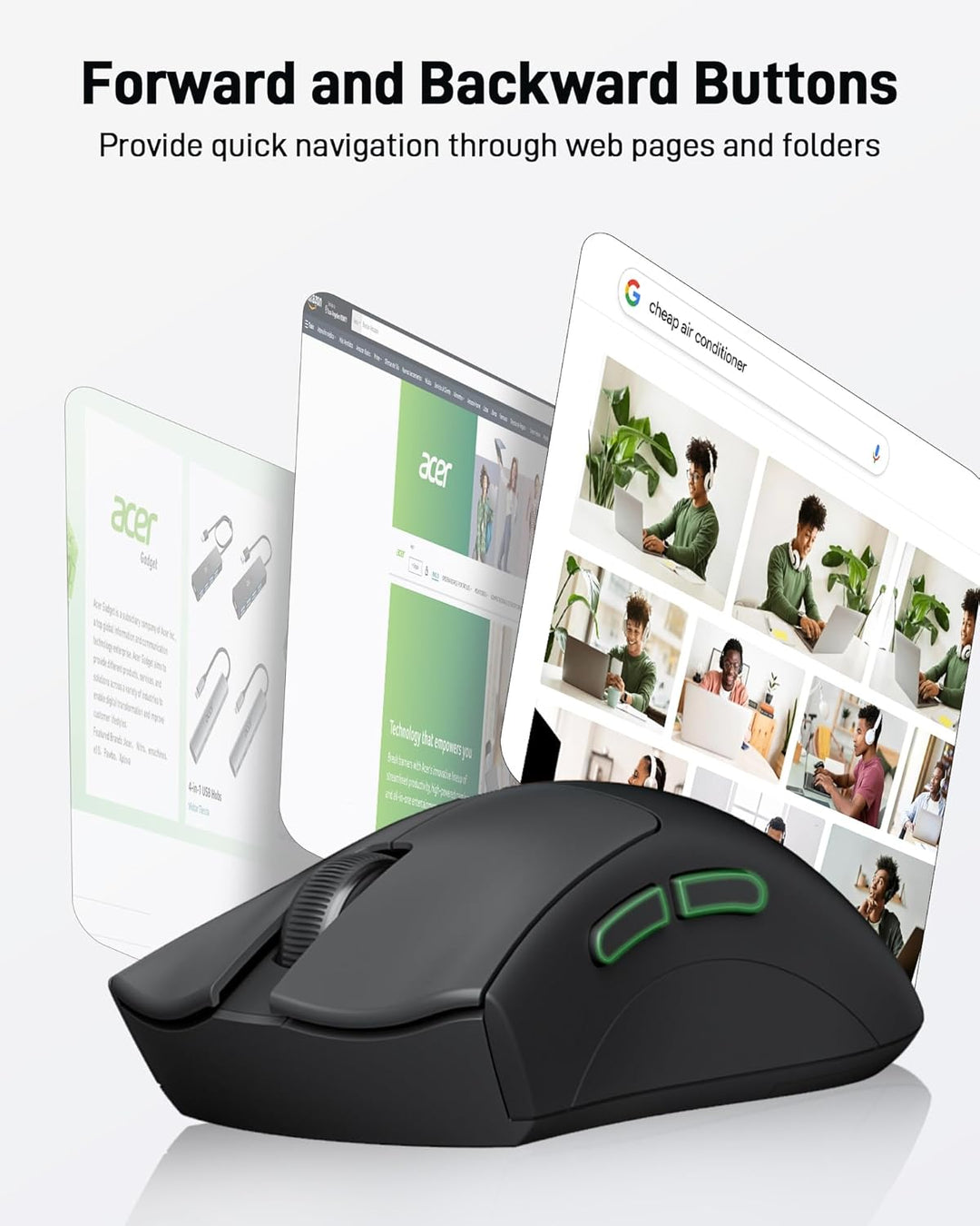 Acer Mouse Inalámbrico, Mouse de Computadora de 1200 DPI para Lapto...