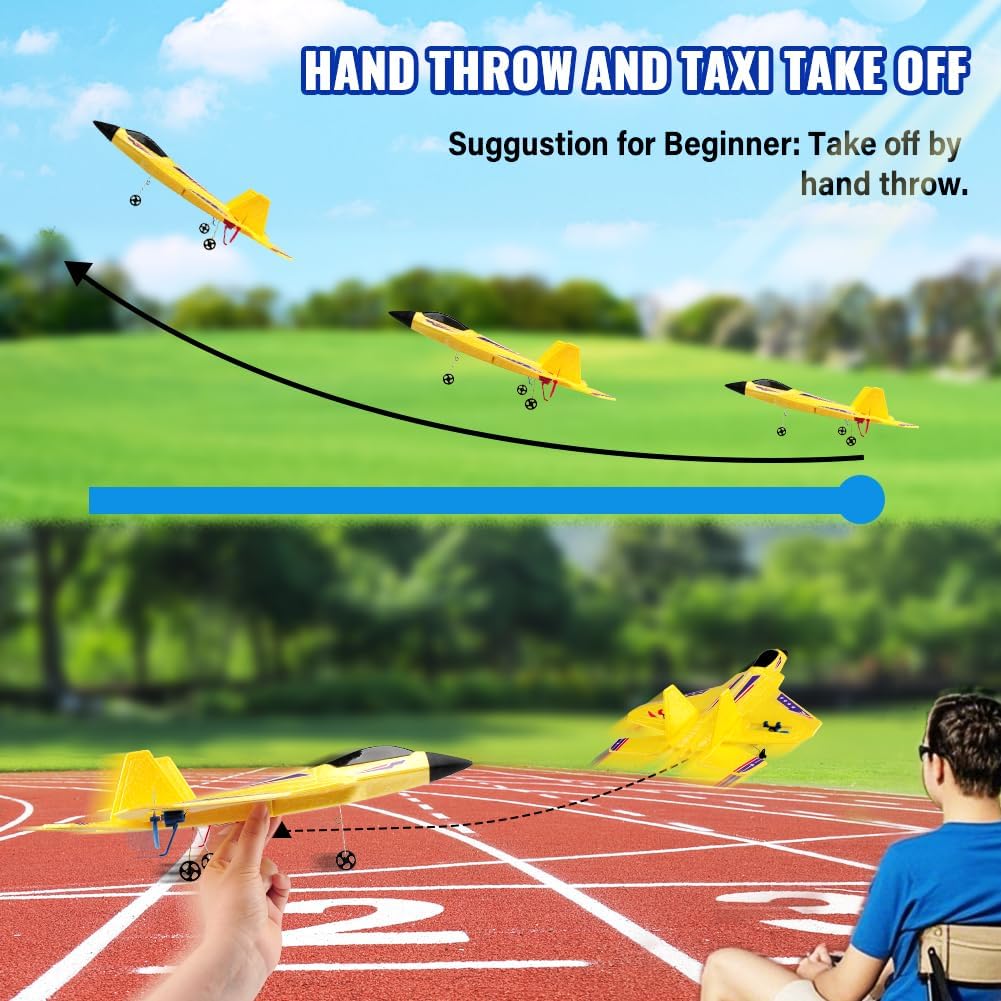 Avión RC Amarillo para Niños Actualización F-22 Raptor Fighter Avió...