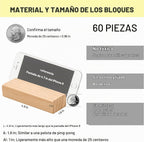Tumbling Tower - Juego de 60 piezas de madera para patio familiar de hasta 3.2 pies