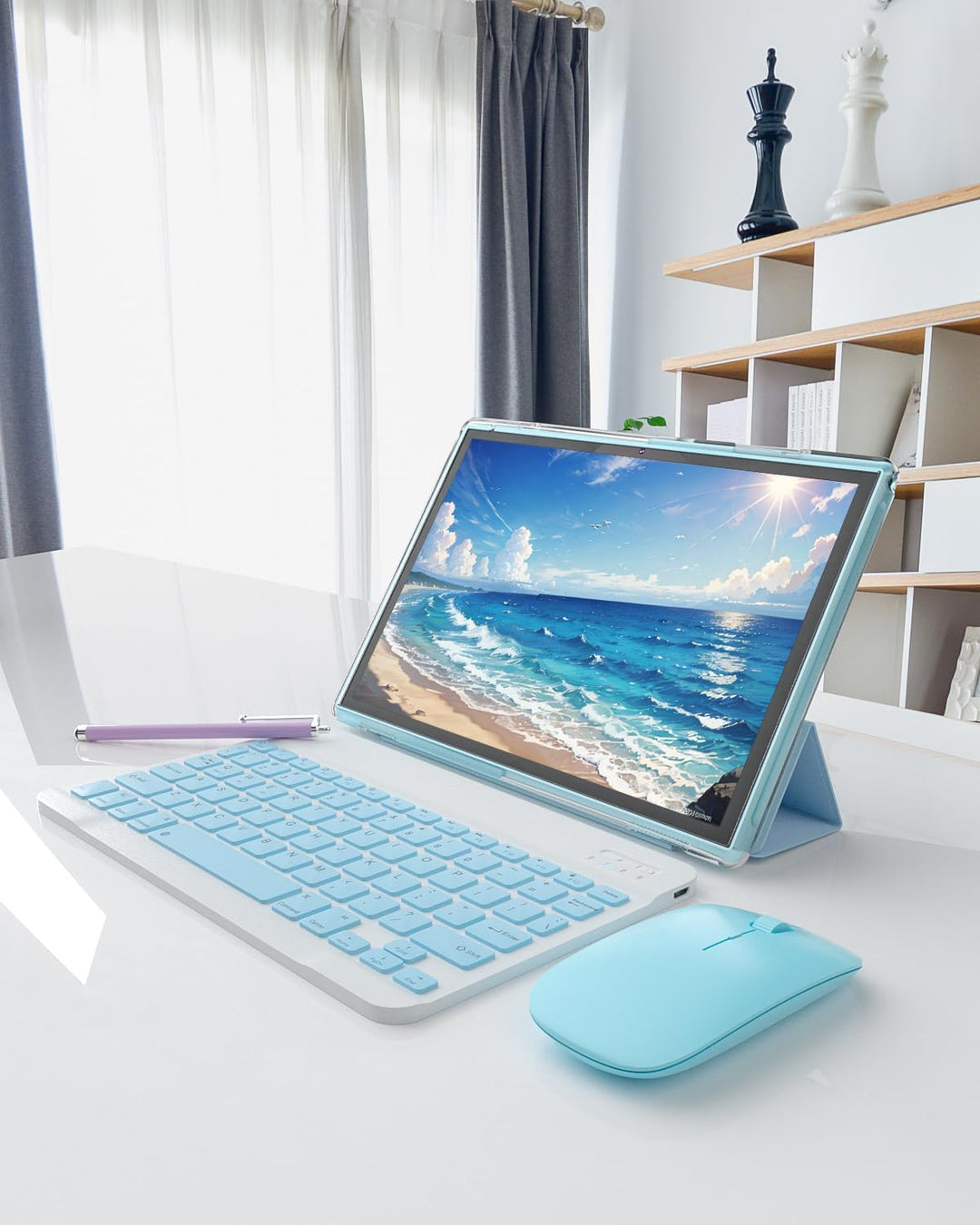 Tablet 2 en 1 con estuche de teclado, ratón y stylus, tablet de 10...