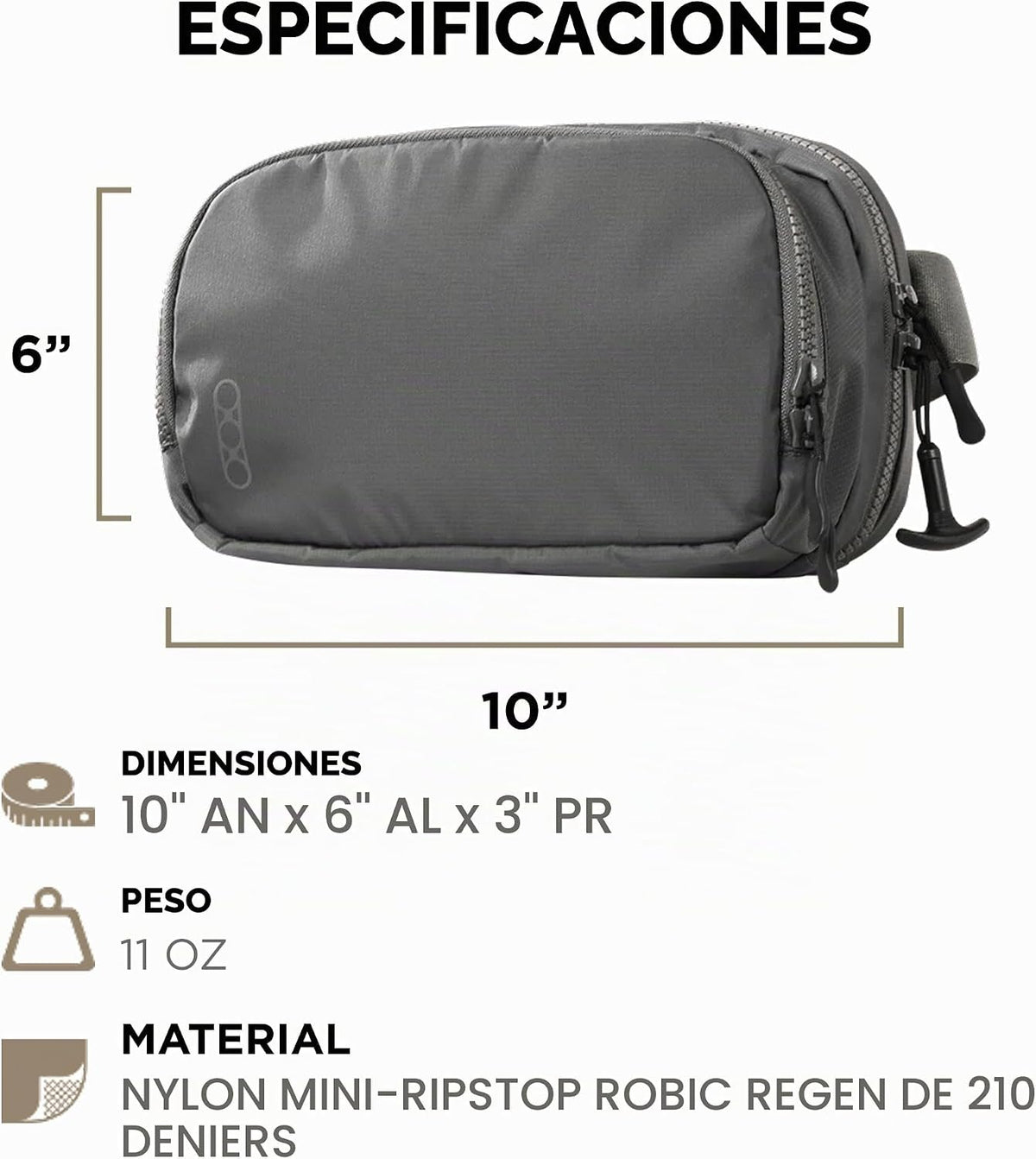 Eberlestock Fade Flex – Riñonera de transporte oculta – Riñonera táctica para hombre con cinturón ajustable – 10 pulgadas de ancho x 6 pulgadas de alto x 3 pulgadas de profundidad – acero