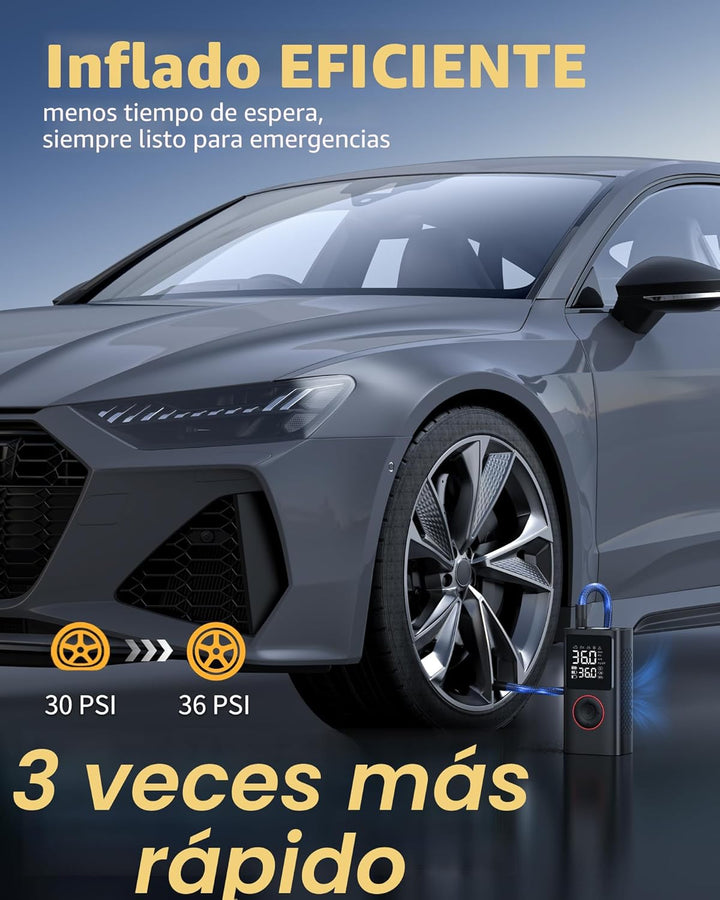 Powools Inflador de neumáticos, compresor de aire portátil, bomba d...