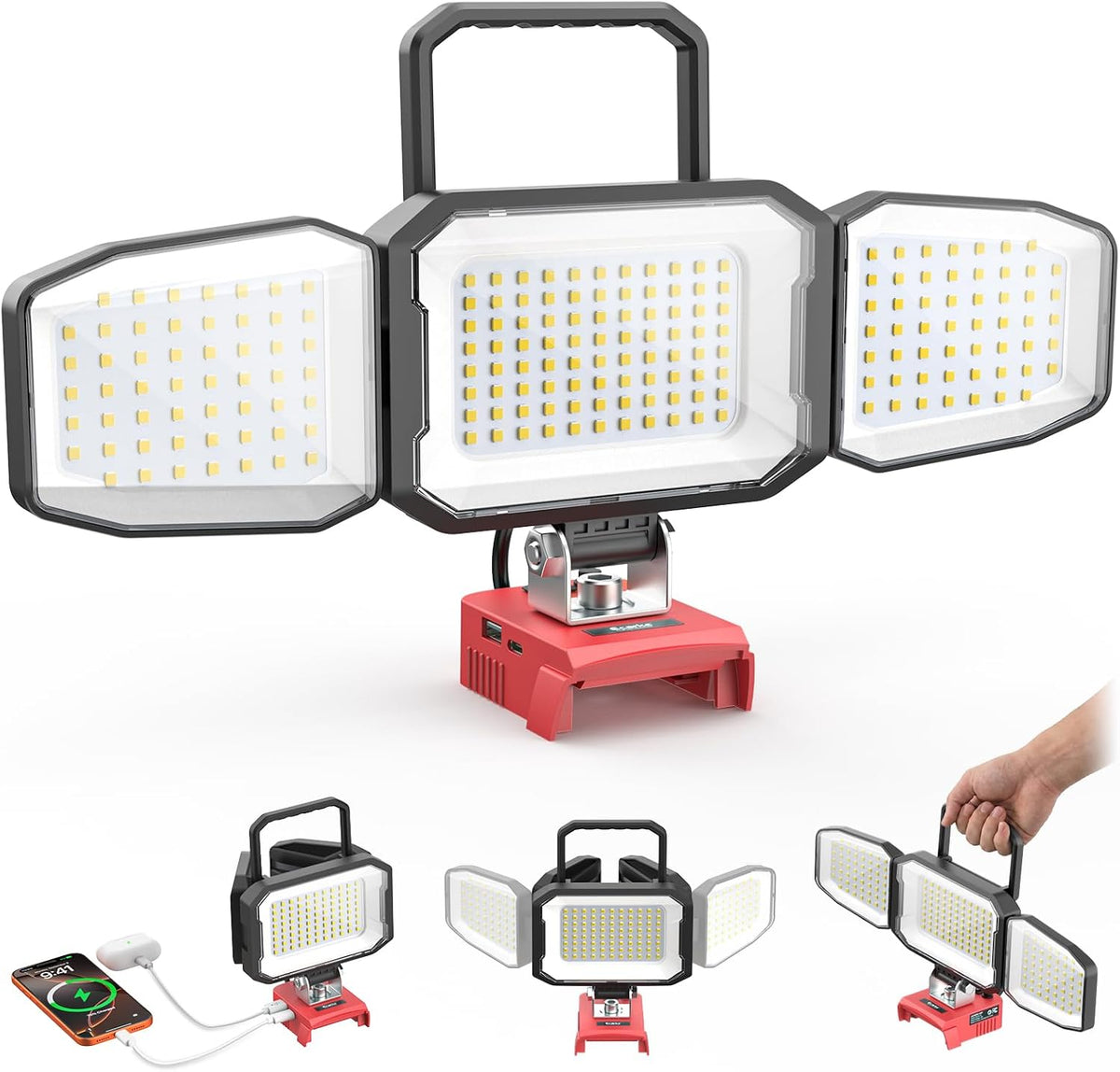 Luz de trabajo LED compatible con batería Milwaukee 18V, 150W 15000LM