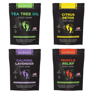 DAILY REMEDY Sales de remojo para pies, paquete variado de 4 unidad...