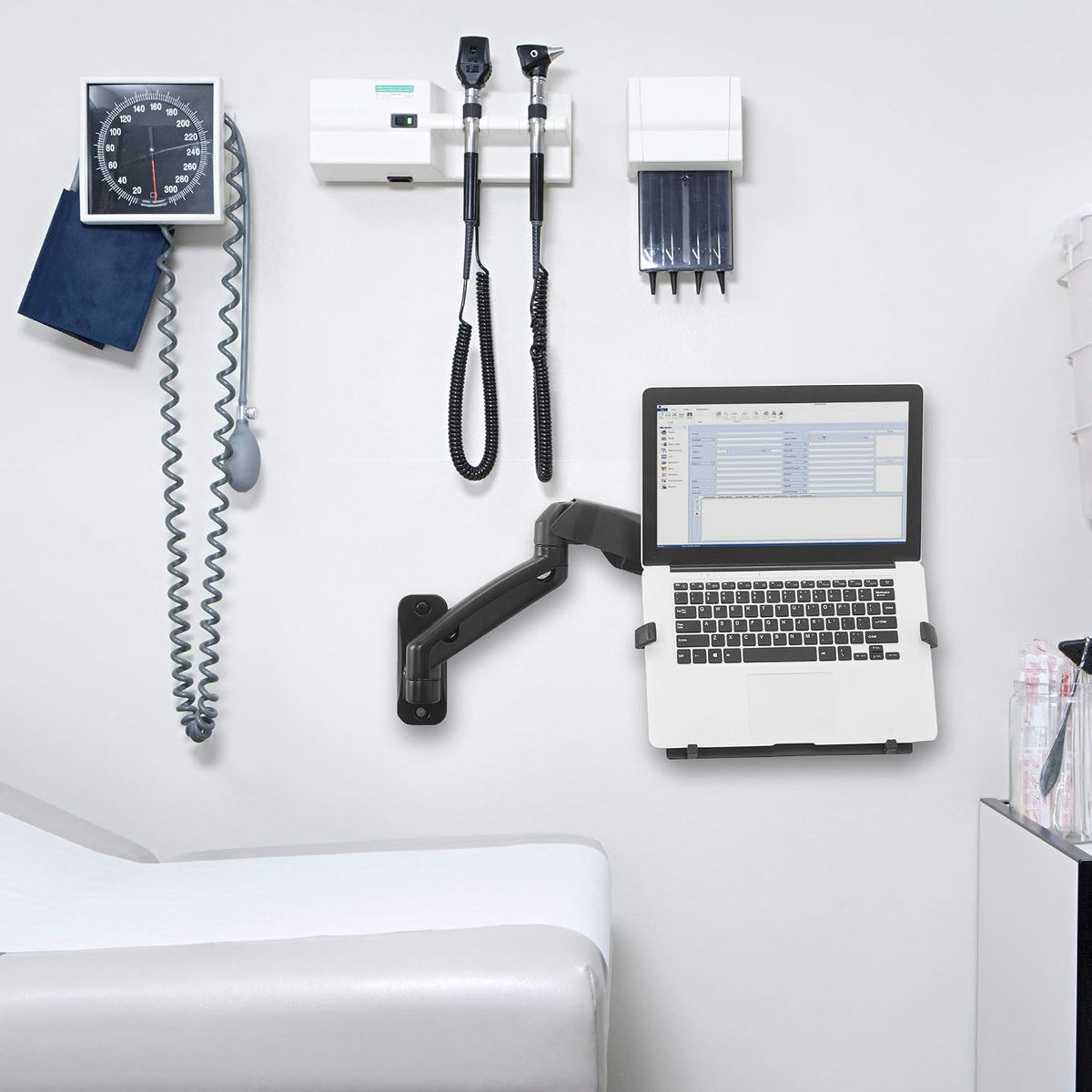 VIVO Soporte de pared para laptop con brazo neumático extensible aj...