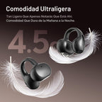 Auriculares con clip, auriculares inalámbricos Bluetooth 6.0 de oreja abierta con control táctil, diseño ligero de clip para la oreja, auriculares deportivos aptos para gafas para correr
