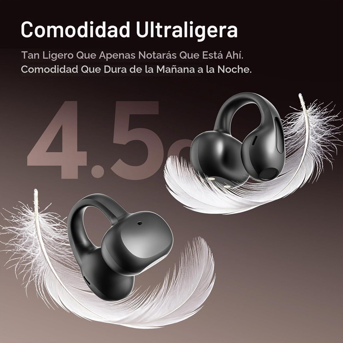 Auriculares con clip, auriculares inalámbricos Bluetooth 6.0 de oreja abierta con control táctil, diseño ligero de clip para la oreja, auriculares deportivos aptos para gafas para correr