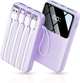 Cargador portátil de 15000 mAh con cable integrado, carga rápida de...