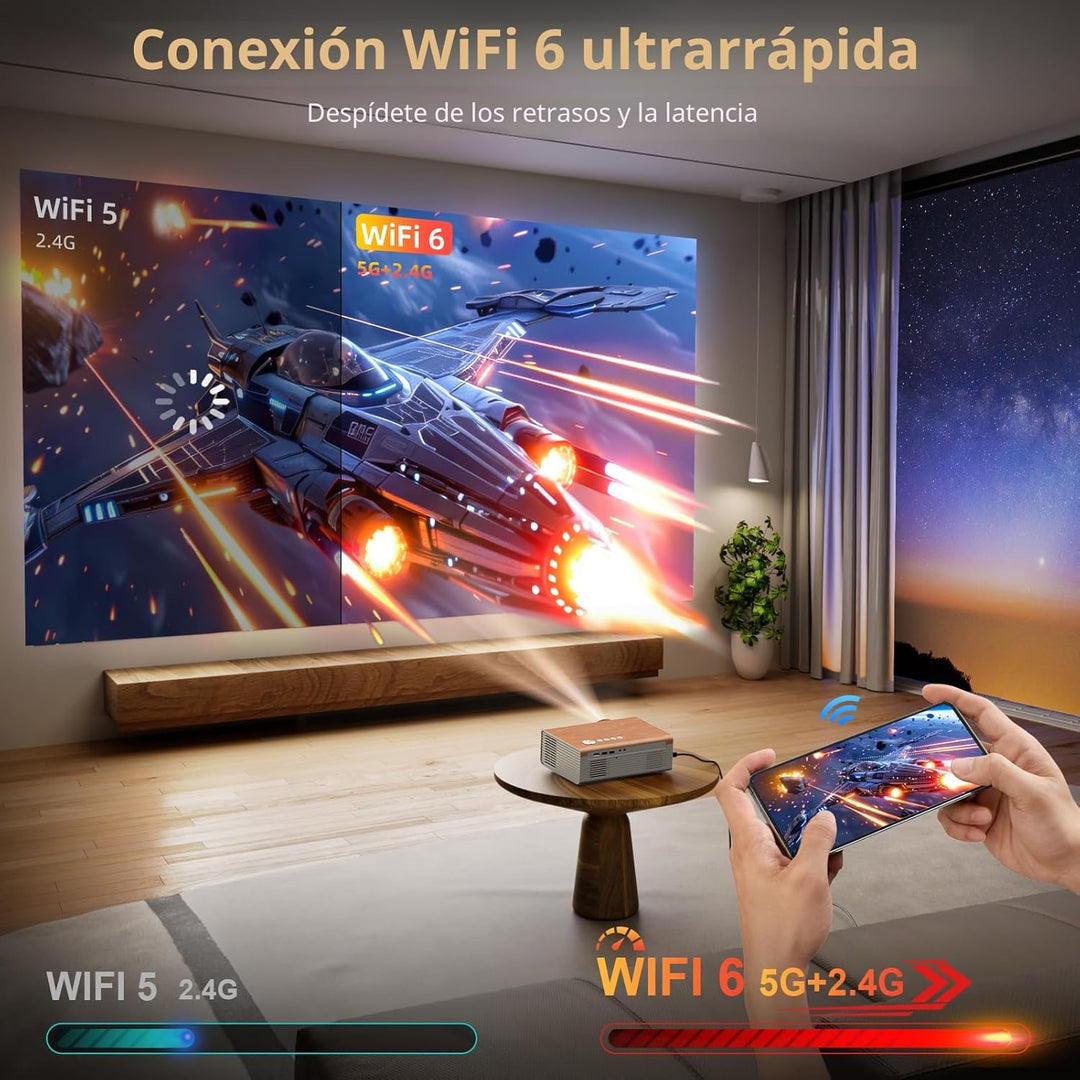 [Enfoque Eléctrico \/ Alto Brillo] Proyector con WiFi y Bluetooth,...