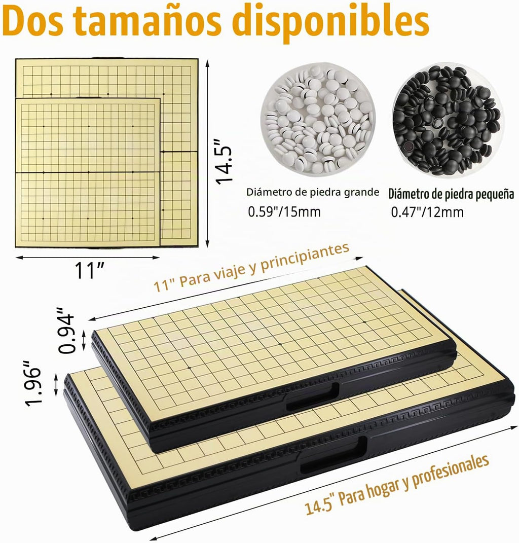Juego de 15 pulgadas Go Game Set magnético plegable juego de mesa portátil tradicional chino Weiqi Set con piedras magnéticas para adultos viaje Gomoku