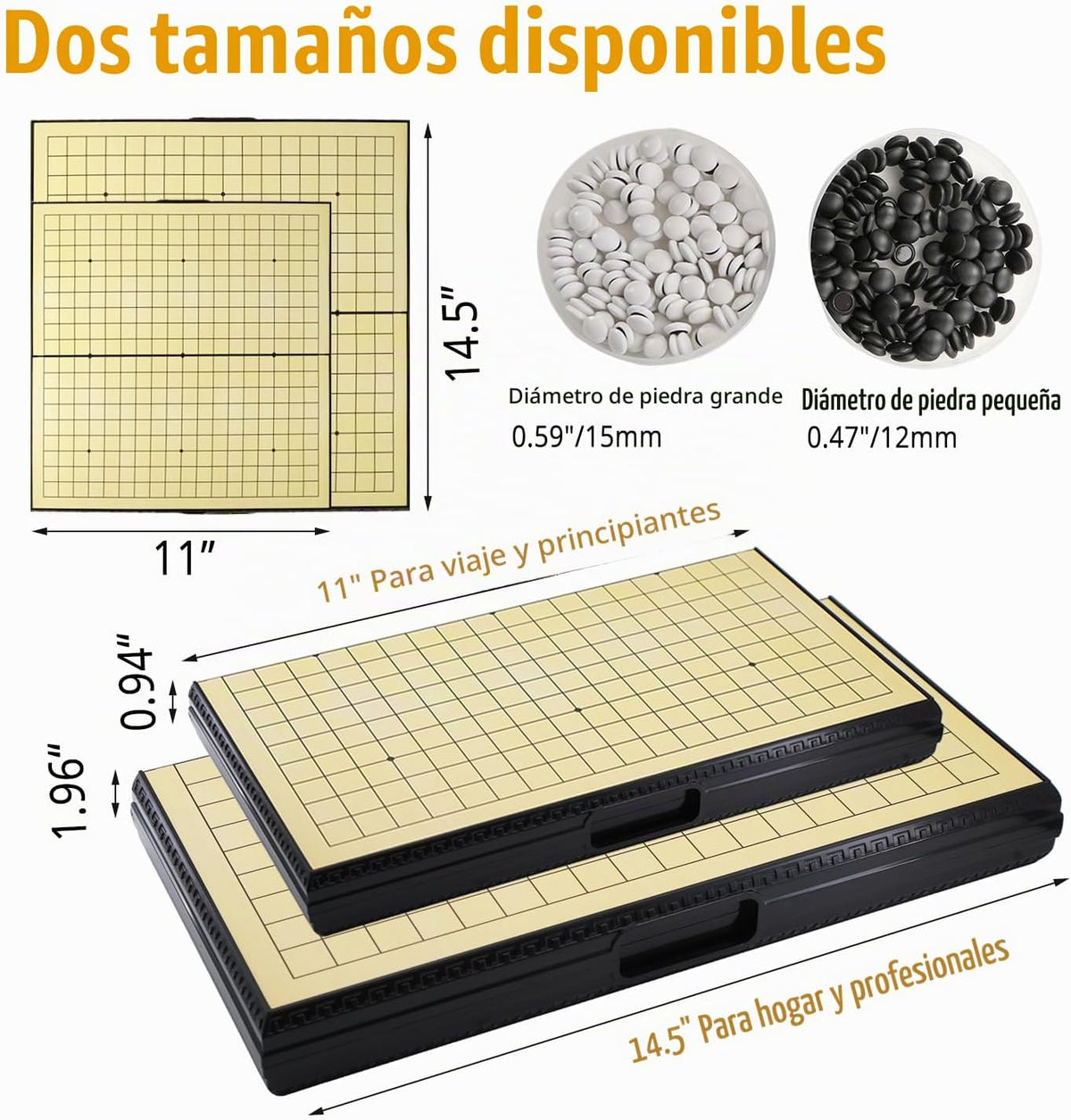 Juego de 15 pulgadas Go Game Set magnético plegable juego de mesa portátil tradicional chino Weiqi Set con piedras magnéticas para adultos viaje Gomoku