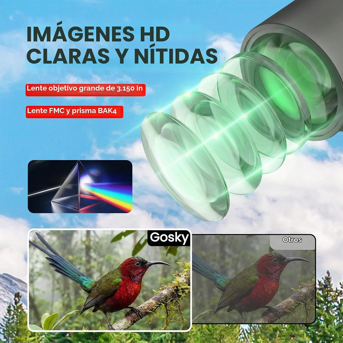 Gosky Elite HD Spotting Scope 20-60x80 con liberación sin contacto con