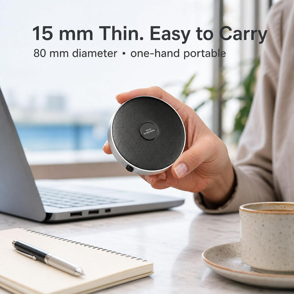 Micrófono de computadora de 360° para escritorio, micrófono de PC de conferencia USB, tecnología de cancelación de ruido, grabación, Skype, clase en línea, informador de corte, plug & play