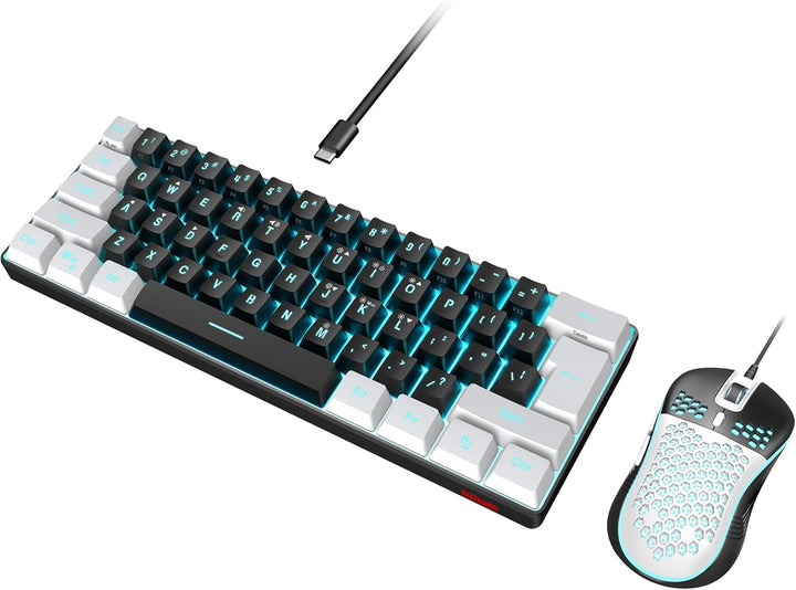 RedThunder Combo de Teclado y Mouse para Juegos 60%, Teclado Mini R...
