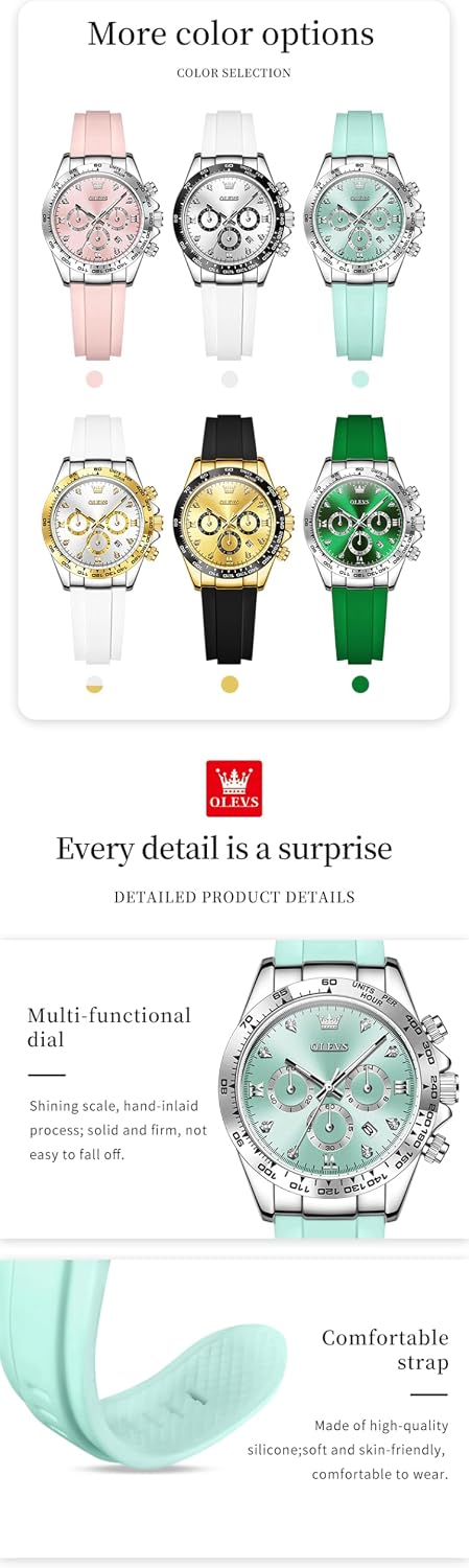 OLEVS Relojes de diamante de lujo pequeños para mujer - Pulsera de acero inoxidable, impermeables, analógicos, luminosos, con fecha, relojes de vestir de negocios para damas
