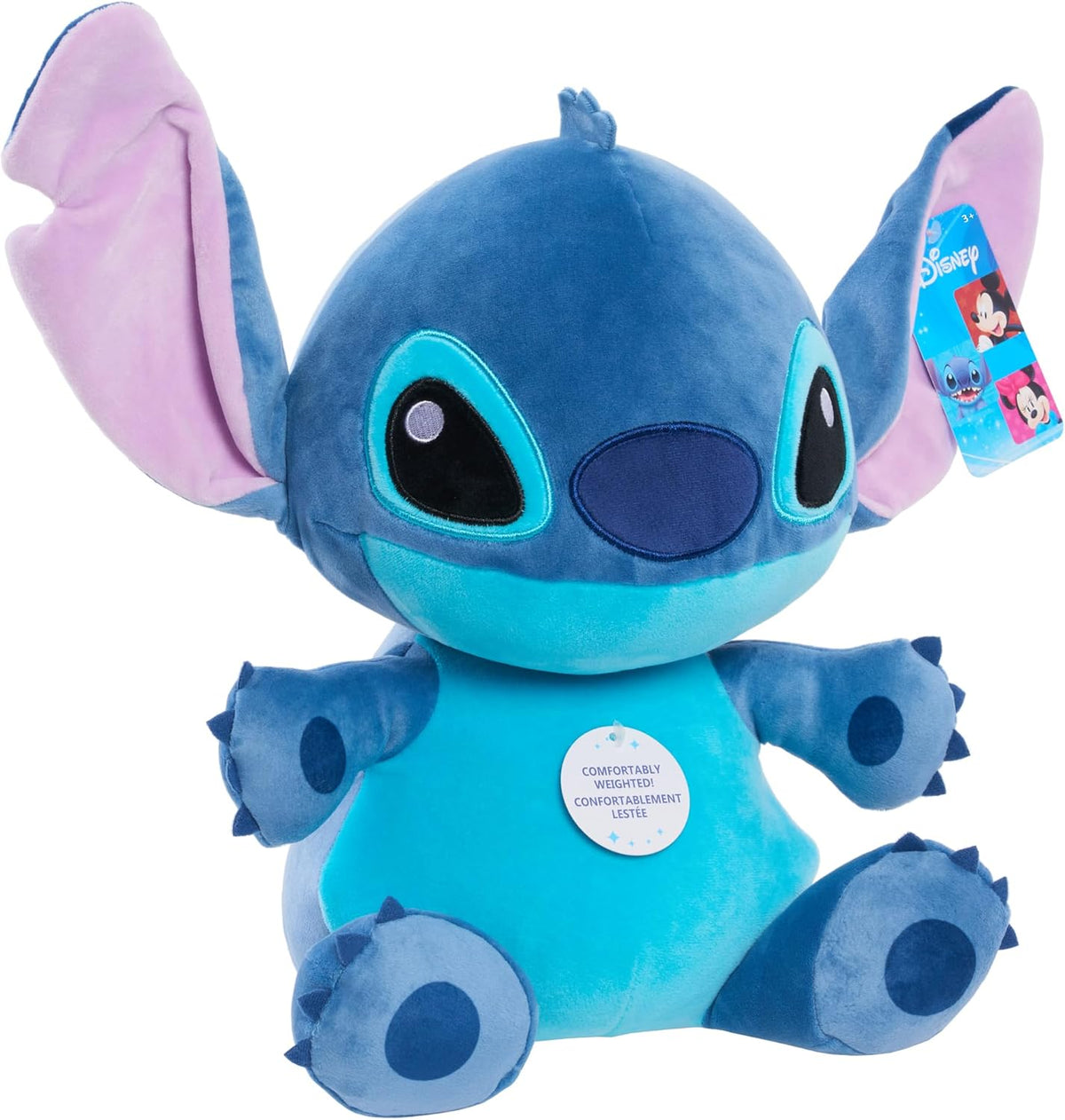 Disney Classics - Anima de peluche de felpa grande de Stitch de 14 pulgadas, con peso cómodo, color azul, alienígena