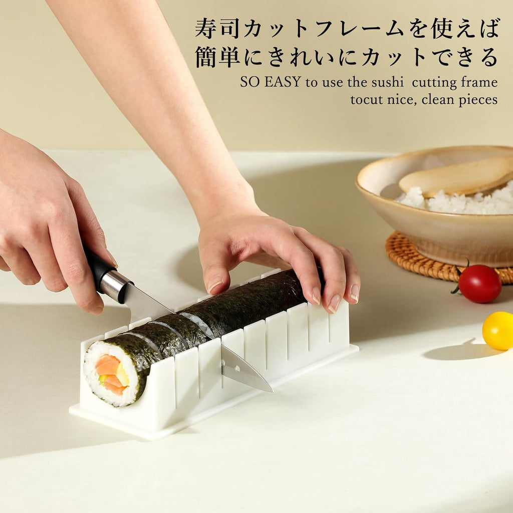 Delamu Kit de fabricación de sushi, kit de rodillos de bazuca 20 en 1 con cuchillo de chef, alfombrillas de bambú, molde de arroz, alfombrillas de sushi Temaki, paleta de arroz, esparcidor, palillos,