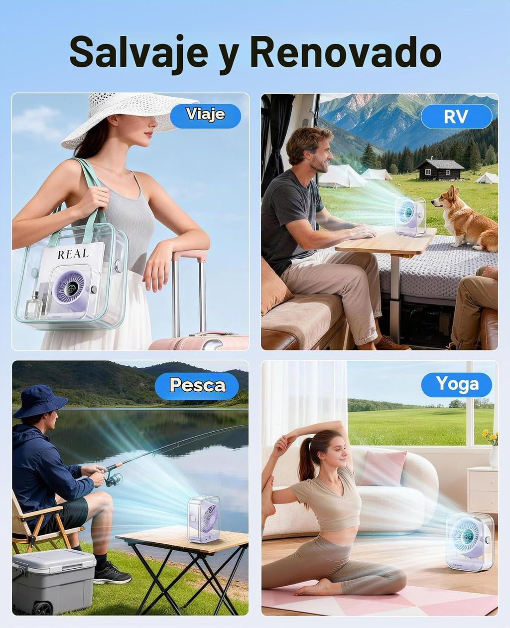 KIMMOO Ventilador de escritorio USB, ventilador de mesa silencioso...