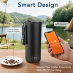 Taza de viaje con calefacción con control de temperatura, taza de café autocalentable inteligente de 20 onzas, pantalla LED controlada por aplicación, juegos de café mantenidos a una temperatura constante durante 4-10 horas (negro, 20 onzas)