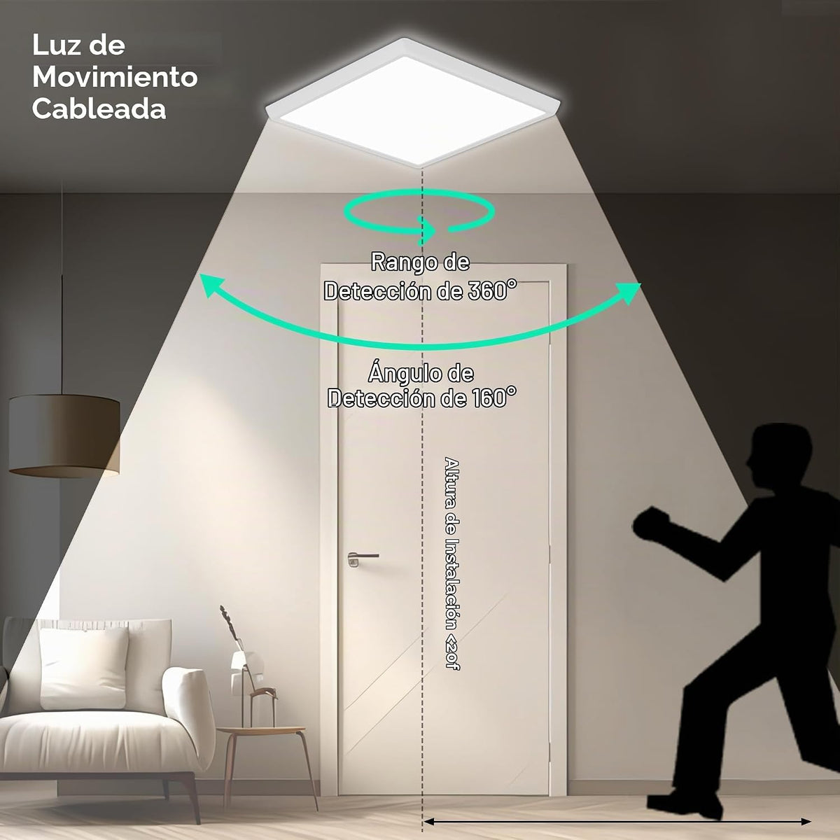 Lámpara Luz de techo con sensor de movimiento de 12 pulgadas, luz activada por